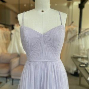 Lilac Pleated Tulle Bridesmaid Dress